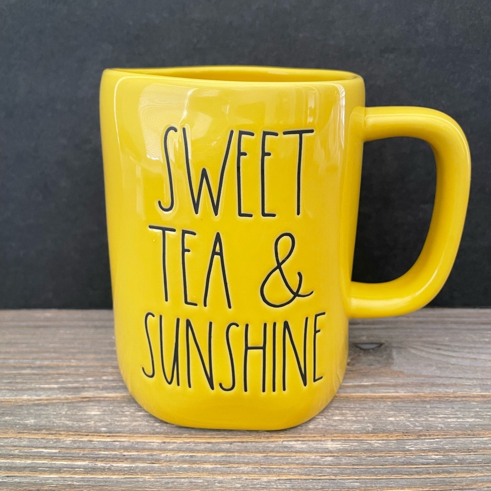 Rae Dunn Summer 2022 Sweet Tea & Sunshine Coffee Mug Yellow Ceramic NWT Magenta